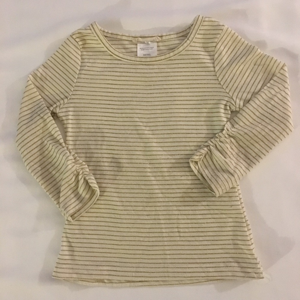 3T Gold/White striped long sleeve tee